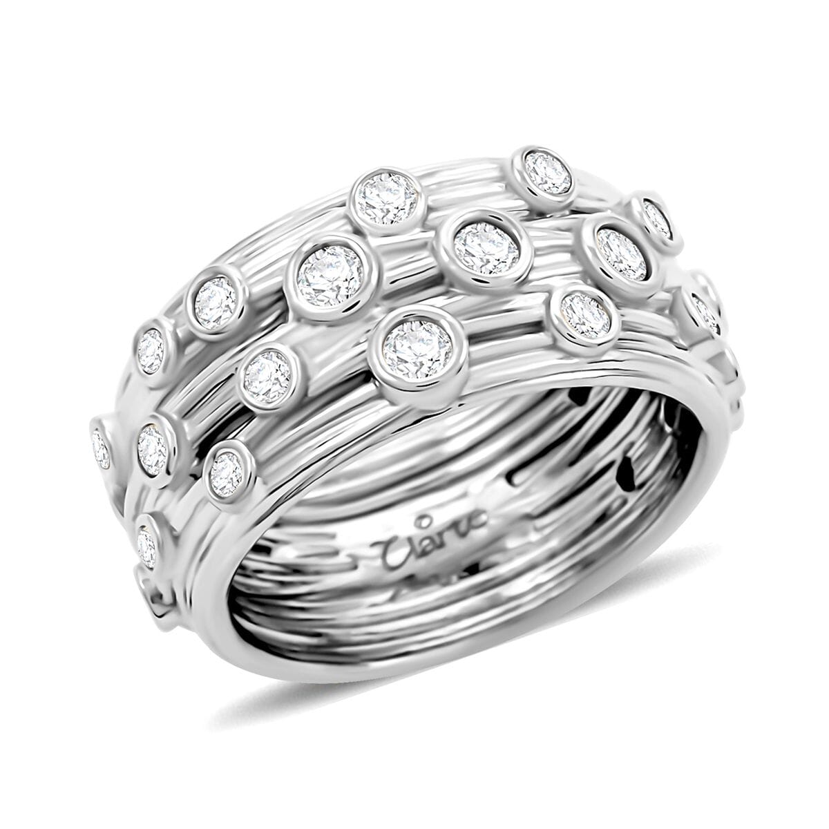 Clarte Sea Star Collection Moissanite Ring in Platinum Over Sterling Silver (Size 6.0) 0.60 ctw image number 0