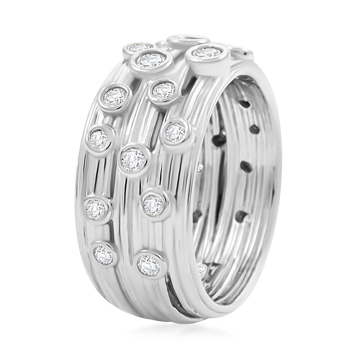 Clarte Sea Star Collection Moissanite Ring in Platinum Over Sterling Silver (Size 6.0) 0.60 ctw image number 3