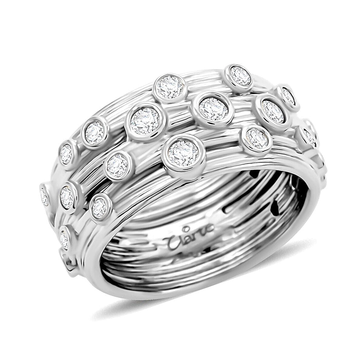 Clarte Sea Star Collection Moissanite Ring in Platinum Over Sterling Silver (Size 9.0) 0.60 ctw image number 0