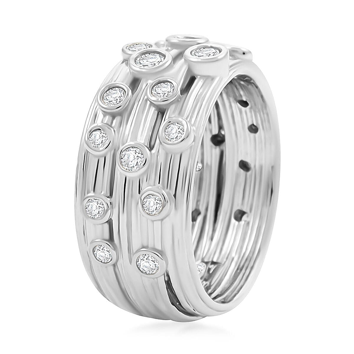 Clarte Sea Star Collection Moissanite Ring in Platinum Over Sterling Silver (Size 9.0) 0.60 ctw image number 3