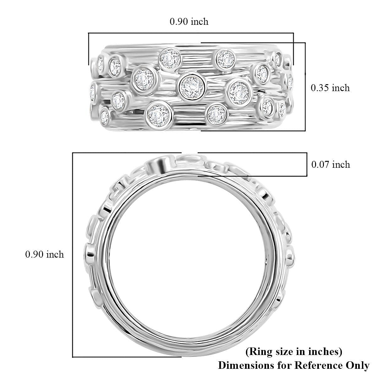 Clarte Sea Star Collection Moissanite Ring in Platinum Over Sterling Silver (Size 9.0) 0.60 ctw image number 4