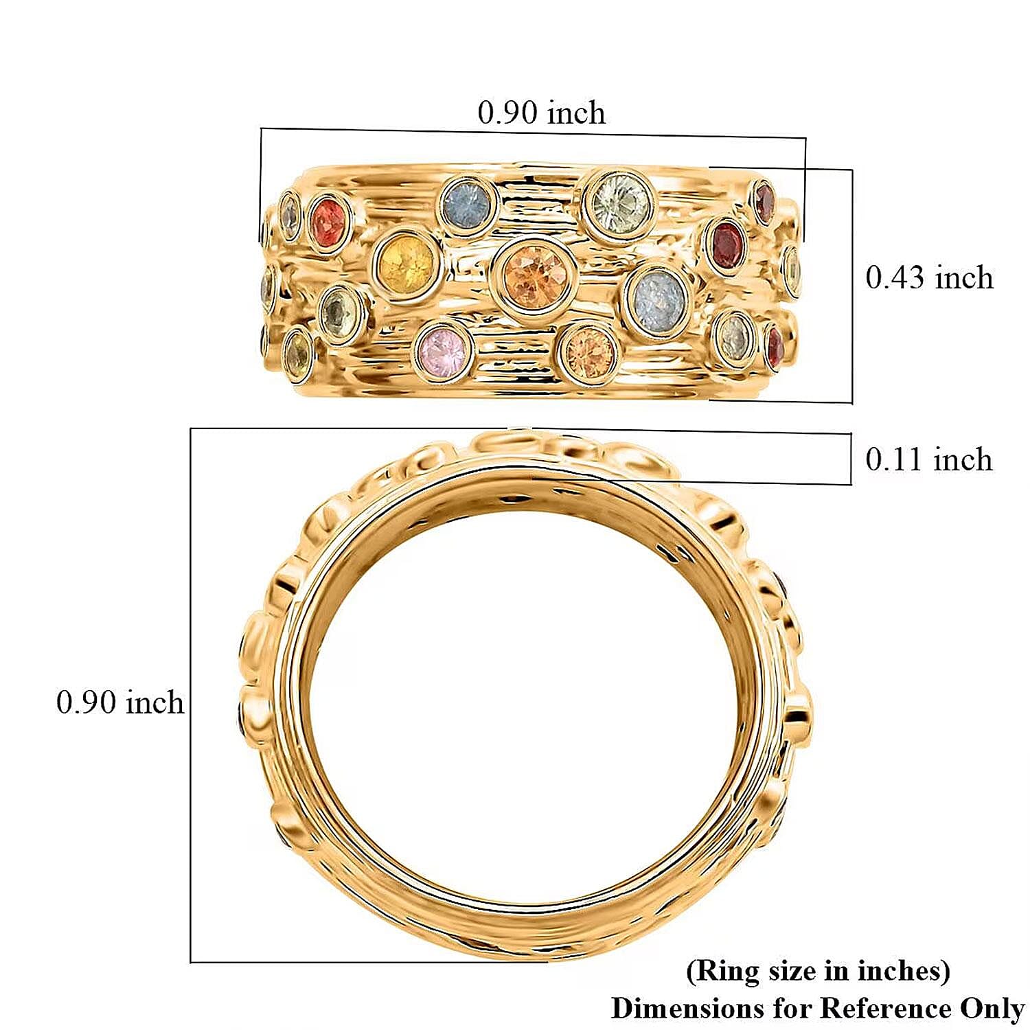 Clarte Sea Star Collection Multi Sapphire and Moissanite Ring in Vermeil Yellow Gold Over Sterling Silver (Size 7.0) 0.80 ctw