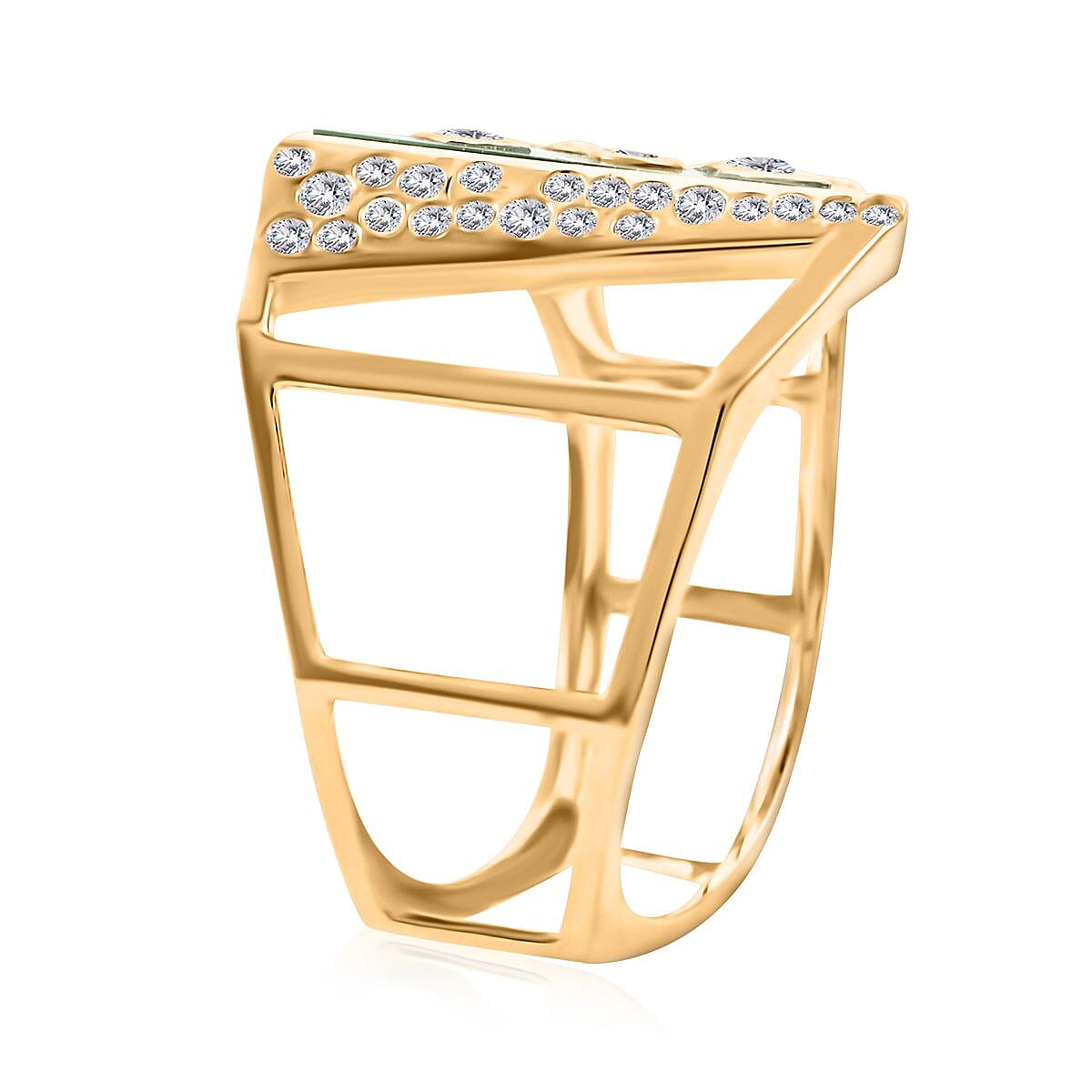 Clarte Geode Collection Malachite and Moissanite Ring in Vermeil YG Over Sterling Silver 3.50 ctw image number 3