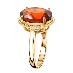 Certified & Appraised Luxoro AAA Ceylon Hessonite Garnet 7.05 ctw Ring in 10K Yellow Gold (Size 10.0) 4.40 Grams