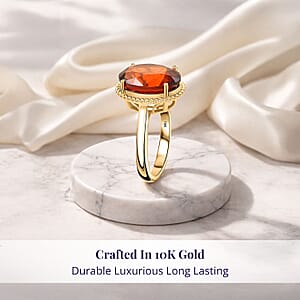 Certified & Appraised Luxoro AAA Tanzanian Sunlit Garnet 7.05 ctw Ring in 10K Yellow Gold (Size 5.5) 4.40 Grams