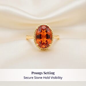 Certified & Appraised Luxoro AAA Tanzanian Sunlit Garnet 7.05 ctw Ring in 10K Yellow Gold (Size 5.5) 4.40 Grams