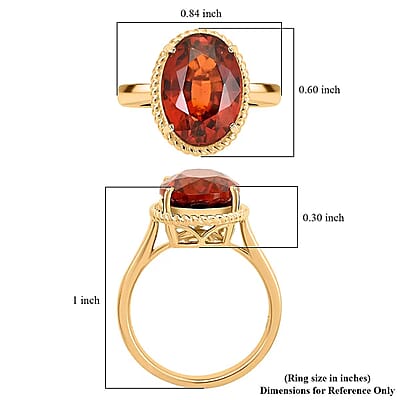 Certified & Appraised Luxoro AAA Tanzanian Sunlit Garnet 7.05 ctw Ring in 10K Yellow Gold (Size 5.5) 4.40 Grams