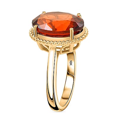 Certified & Appraised Luxoro AAA Tanzanian Sunlit Garnet 7.05 ctw Ring in 10K Yellow Gold (Size 5.5) 4.40 Grams