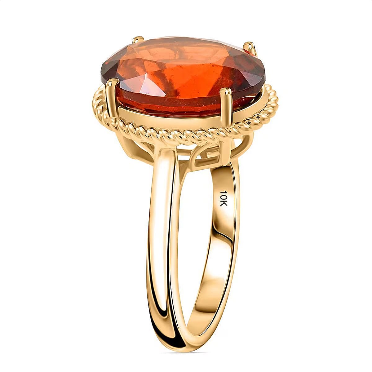 Certified & Appraised Luxoro AAA Ceylon Honey Garnet 7.05 ctw Ring in 10K Yellow Gold (Size 7.0) 4.40 Grams image number 6