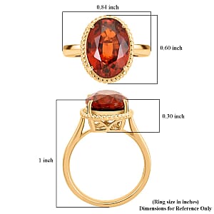 Certified & Appraised Luxoro AAA Tanzanian Sunlit Garnet 7.05 ctw Ring in 10K Yellow Gold (Size 7.5) 4.40 Grams