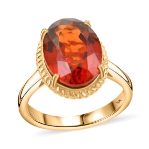 Certified & Appraised Luxoro AAA Ceylon Hessonite Garnet 7.05 ctw Ring in 10K Yellow Gold (Size 9.0) 4.40 Grams