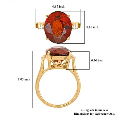 Certified & Appraised Luxoro AAA Tanzanian Sunlit Garnet and I2 Diamond 9.15 ctw Ring in 10K Yellow Gold (Size 10.0)