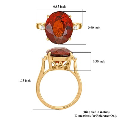 Certified & Appraised Luxoro AAA Tanzanian Sunlit Garnet and I2 Diamond 9.15 ctw Ring in 10K Yellow Gold (Size 11.0)