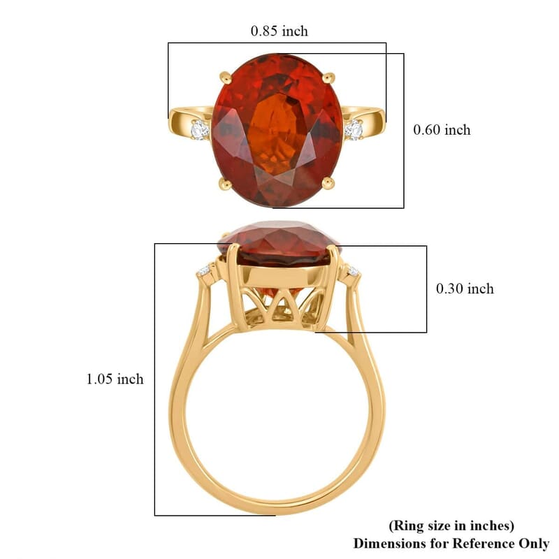 Certified & Appraised Luxoro AAA Tanzanian Sunlit Garnet and I2 Diamond 9.15 ctw Ring in 10K Yellow Gold (Size 5.5)