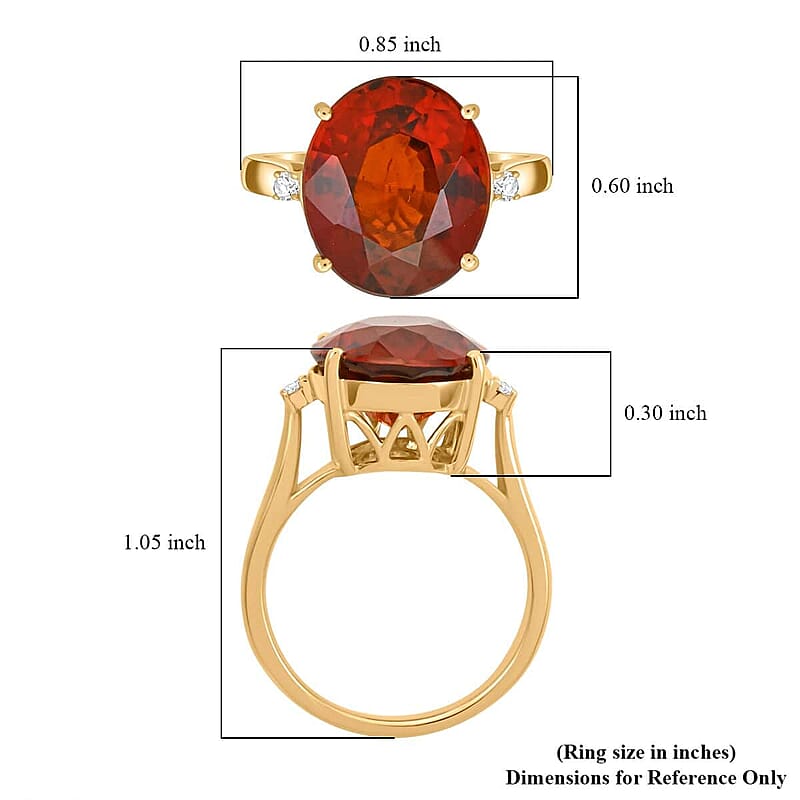 Certified & Appraised Luxoro AAA Tanzanian Sunlit Garnet and I2 Diamond 9.15 ctw Ring in 10K Yellow Gold (Size 5.5)