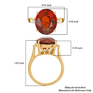 Certified & Appraised Luxoro AAA Tanzanian Sunlit Garnet and I2 Diamond 9.15 ctw Ring in 10K Yellow Gold (Size 6.5)