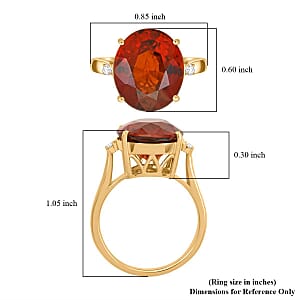 Certified & Appraised Luxoro AAA Ceylon Hessonite Garnet and I2 Diamond 9.15 ctw Ring in 10K Yellow Gold (Size 7.0)