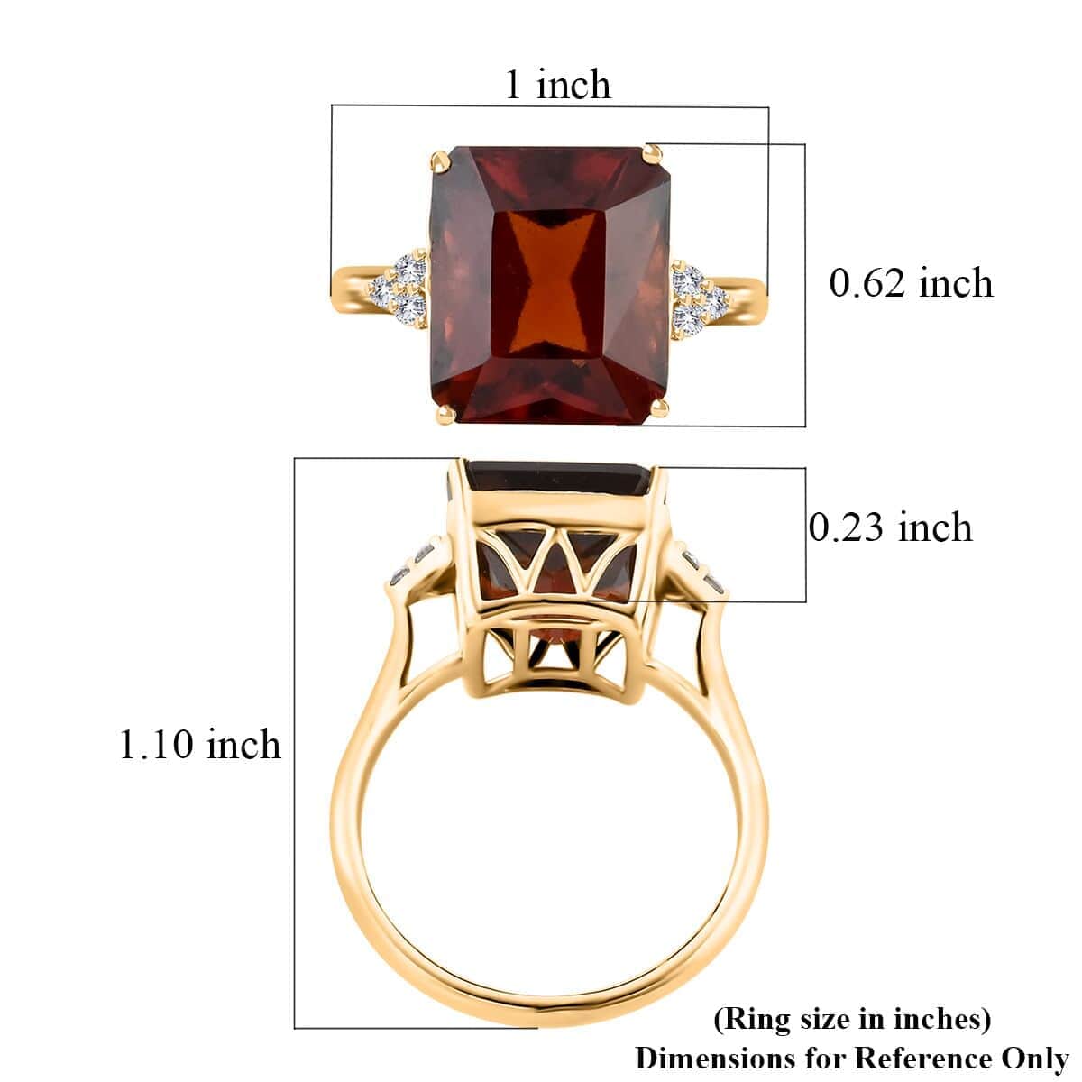 Ankurs Treasure Chest Certified & Appraised Luxoro 10K Yellow Gold AAA Tanzanian Sunlit Garnet, Diamond (I2) (0.15 cts) Ring (Size 10.0) (4.15 g) 12.20 ctw image number 4