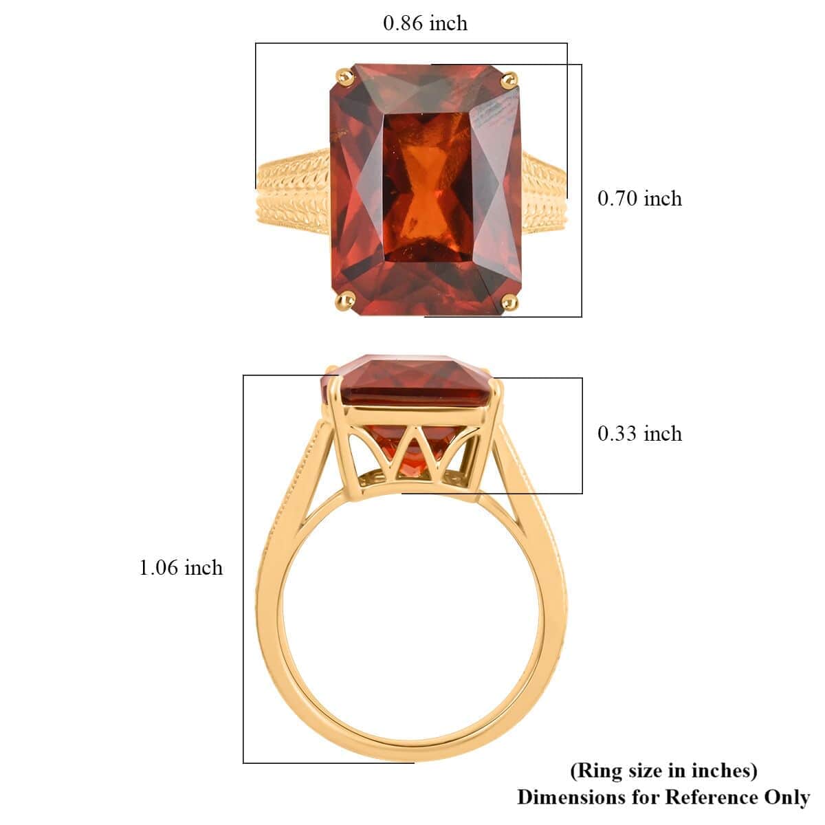 Certified & Appraised Luxoro AAA Tanzanian Sunlit Garnet 14.50 ctw Solitaire Ring in 10K Yellow Gold (Size 5.5) 5.50 Grams image number 3