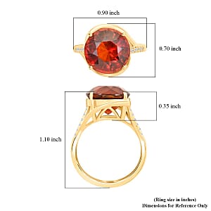 Certified & Appraised Luxoro AAA Tanzanian Sunlit Garnet and I2 Diamond 9.85 ctw Ring in 10K Yellow Gold (Size 8.5) 4.15 Grams