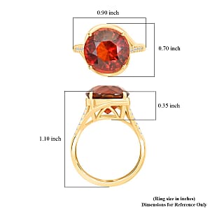 Certified & Appraised Luxoro AAA Tanzanian Sunlit Garnet and I2 Diamond 9.85 ctw Ring in 10K Yellow Gold (Size 9.0) 4.15 Grams