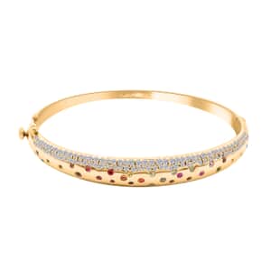 Clarte Sul Mare Collection Multi Sapphire and Moissanite Bangle Bracelet in Vermeil YG Over Sterling Silver (6.50 In) 1.50 ctw