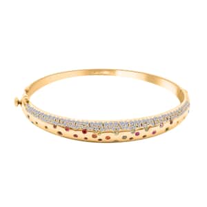 Clarte Sul Mare Collection Multi Sapphire and Moissanite Bangle Bracelet in Vermeil YG Over Sterling Silver (7.50 In) 1.50 ctw