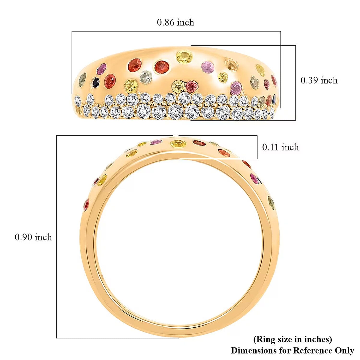 Clarte Sul Mare Collection Multi Sapphire and Moissanite Ring in Vermeil YG Over Sterling Silver (Size 10.0) 0.80 ctw