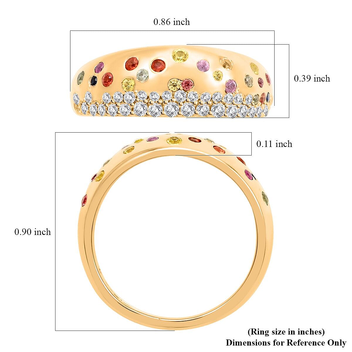 Clarte Sul Mare Collection Multi Sapphire and Moissanite Ring in Vermeil YG Over Sterling Silver (Size 9.0) 0.80 ctw image number 4