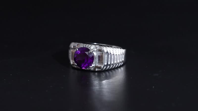 African Amethyst Men's Ring in Stainless Steel (Size 10.0) 2.50 ctw