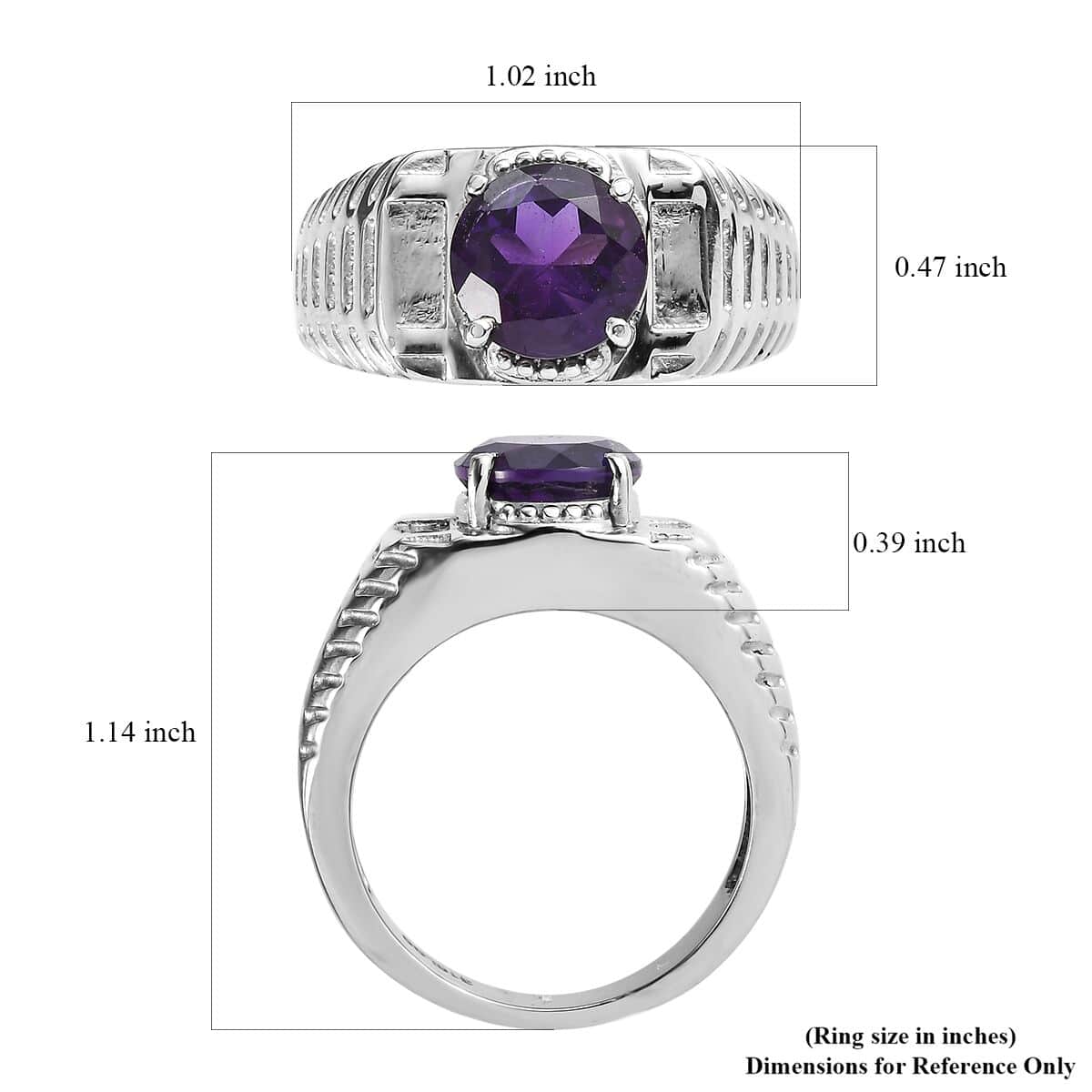 African Amethyst Men's Ring in Stainless Steel (Size 10.0) 2.50 ctw image number 5