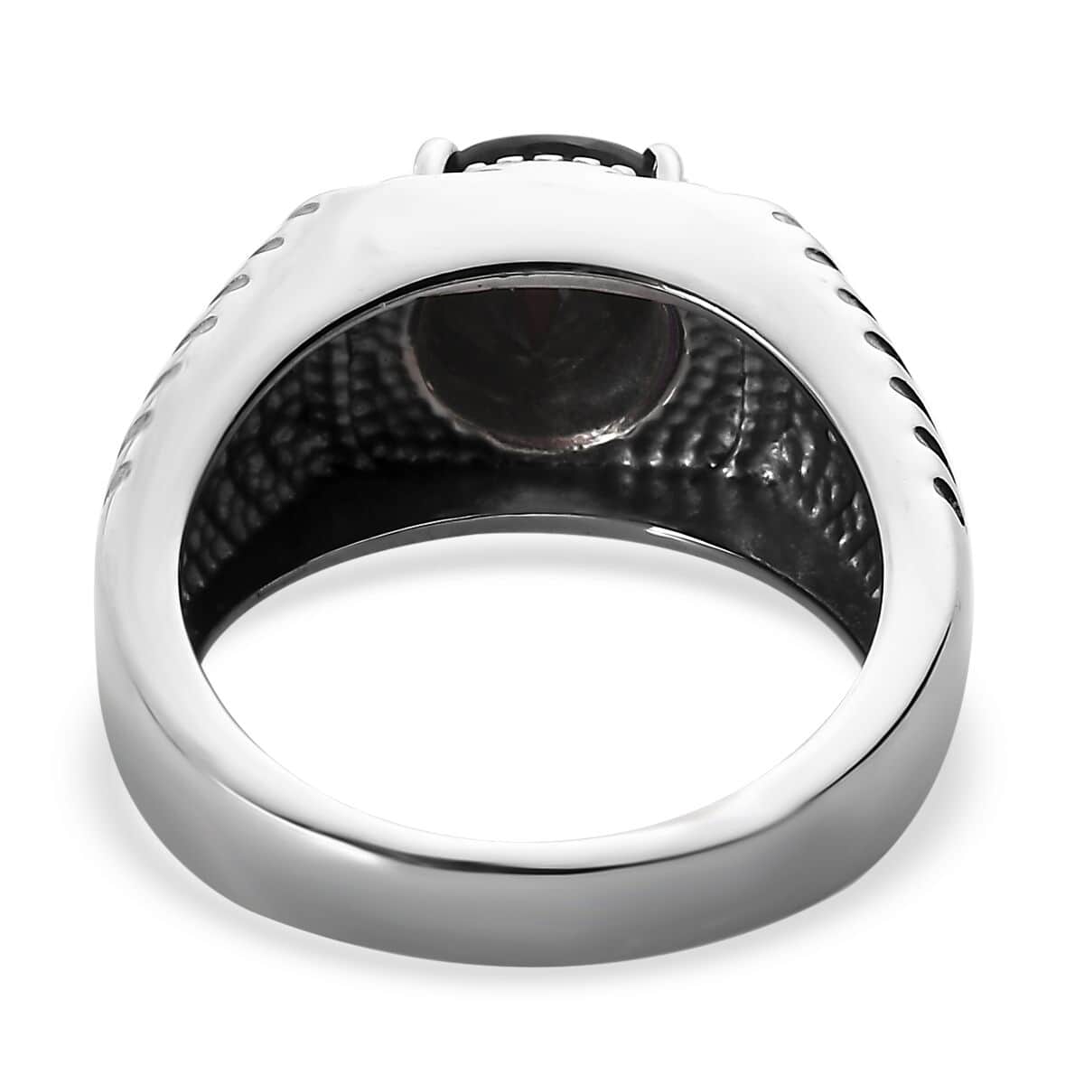 Thai Black Spinel Men's Ring in Stainless Steel (Size 10.0) 3.60 ctw image number 4