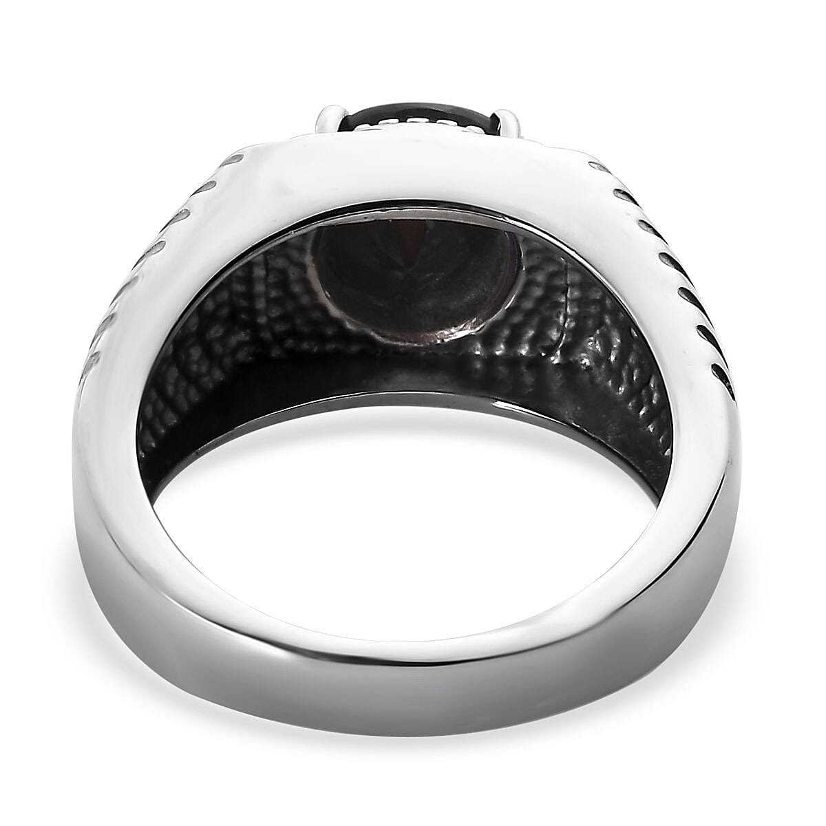 Thai Black Spinel 3.20 ctw Men's Ring in Stainless Steel (Size 11.0)