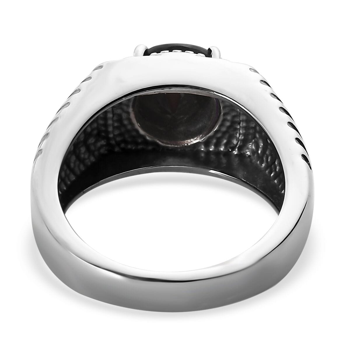 Thai Black Spinel 3.20 ctw Men's Ring in Stainless Steel (Size 9.0) image number 4