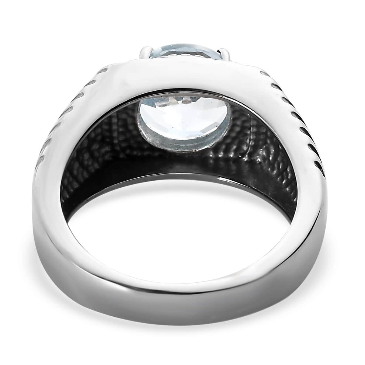 Sky Blue Topaz Men's Ring in Stainless Steel (Size 10.0) 3.25 ctw image number 4