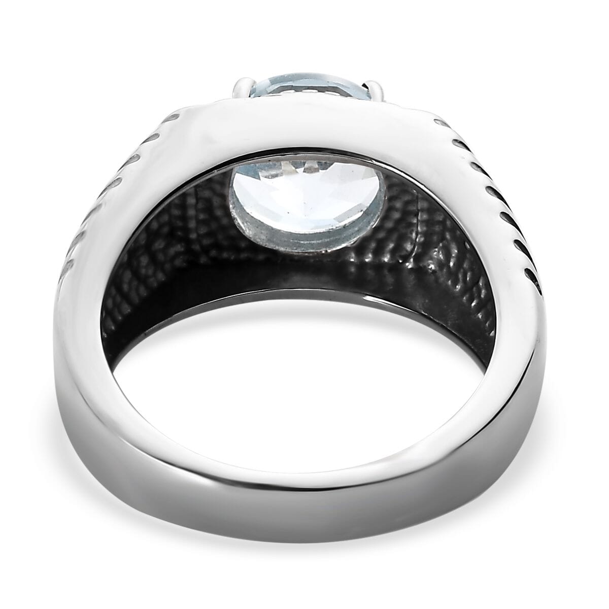 Sky Blue Topaz 3.25 ctw Men's Ring in Stainless Steel (Size 11.0)  image number 4