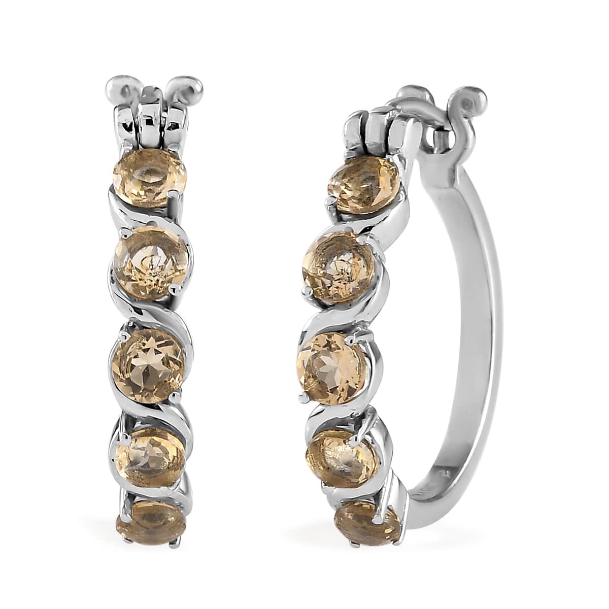 Brazilian Citrine 2.60 ctw Hoop Earrings in Stainless Steel  image number 0