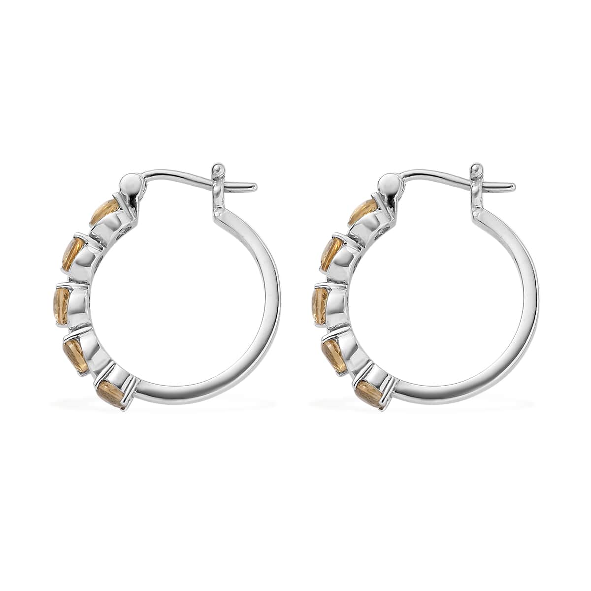 Brazilian Citrine 2.60 ctw Hoop Earrings in Stainless Steel  image number 3