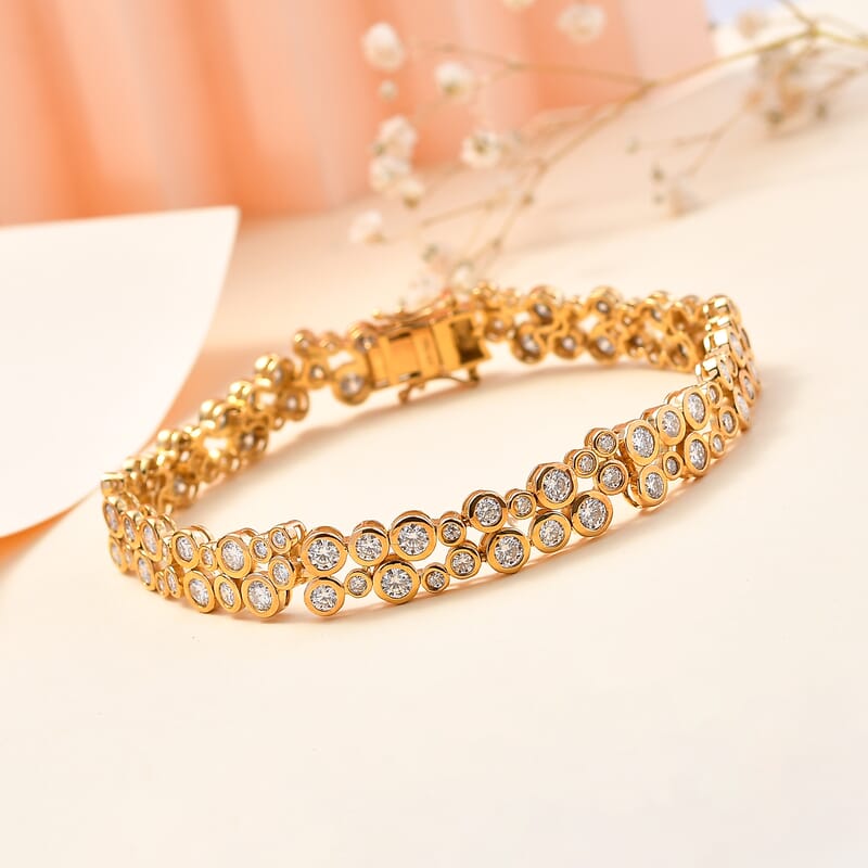 Moissanite Bubble Bracelet in 18K Vermeil Yellow Gold Over Sterling Silver (6.50 In) 8.60 ctw