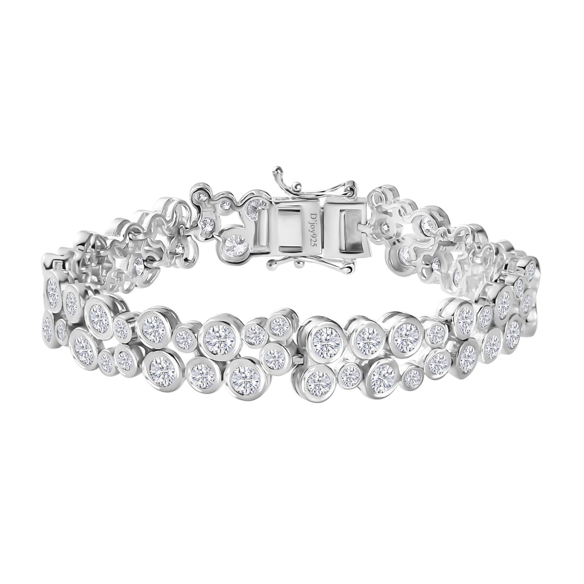 Moissanite Bubble Bracelet in Rhodium Over Sterling Silver (6.50 In) 8.60 ctw image number 0