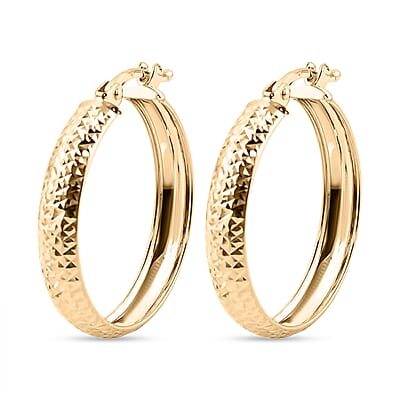 Diamond Cut Hoop Earrings in 10K Yellow Gold 1.50 Grams