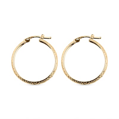 Diamond Cut Hoop Earrings in 10K Yellow Gold 1.50 Grams