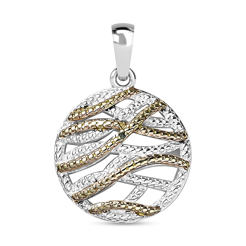 Karis Green Diamond Accent Circle Pendant without Chain in Platinum Bond