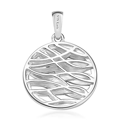 Karis Green Diamond Accent Circle Pendant without Chain in Platinum Bond
