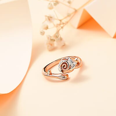 Karis Diamond Accent Bypass Ring in 18K RG Plated (Size 10.0)
