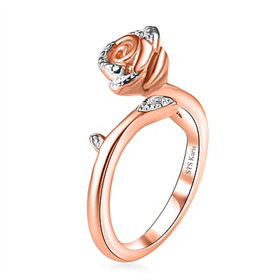 Karis Diamond Accent Bypass Ring in 18K RG Plated (Size 10.0)