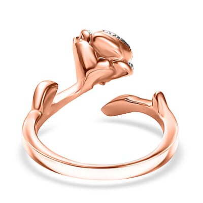 Karis Diamond Accent Bypass Ring in 18K RG Plated (Size 10.0)