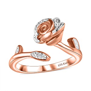 Karis Diamond Accent Bypass Ring in 18K RG Plated (Size 7.0)