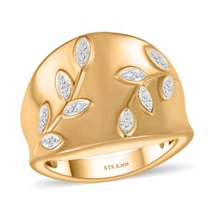 Karis Diamond Accent Leaf Ring in 18K YG Plated (Size 10.0)