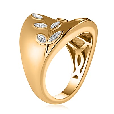 Karis Diamond Accent Leaf Ring in 18K YG Plated (Size 10.0)